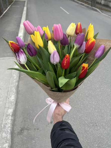 25 тюльпанов микс в упаковке в Гурзуфе